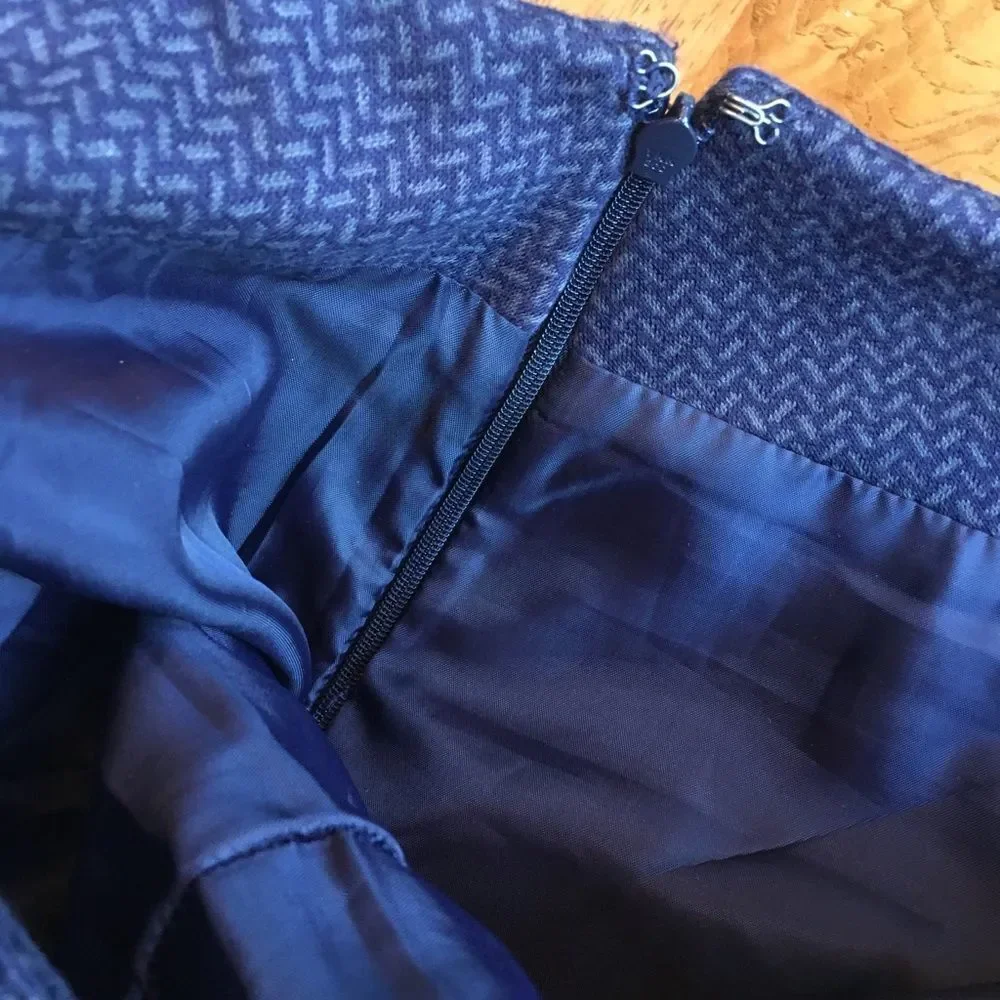 BLUE TWEED Midi Flare Skirt!